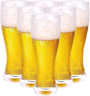 18oz Beer Glasses Set of 6 Pilsner Beer Glass Craft Beer Glassware Cup Bar Pub Drinking Glasses Classic Beer Glasses for Men
