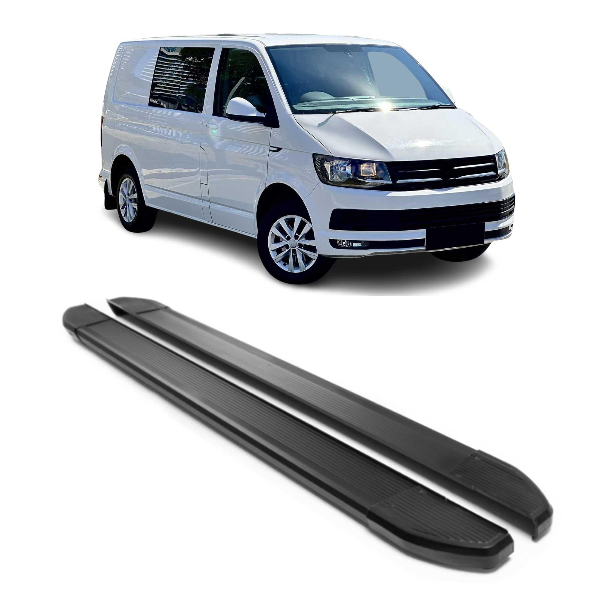 OMAC Alu Seitenschweller Trittbretter kompatibel mit VW T6 T6.1 alle 2015-2024 Kurzer Schwarz