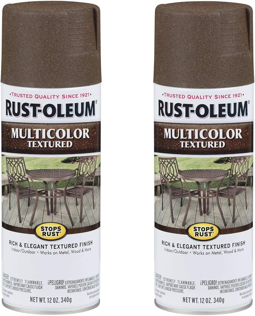 Rust-Oleum 223523-2PK Stops Rust Multi-Color Textured Spray Paint, 12 oz, Autumn Brown, 2 Pack