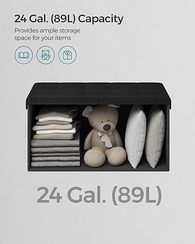 Miniatura 5 de SONGMICS Otomana de almacenamiento, banco de almacenamiento plegable, 15 x 30 x 15 pulgadas, tapa abatible, capacidad de carga de 660 libras, para
