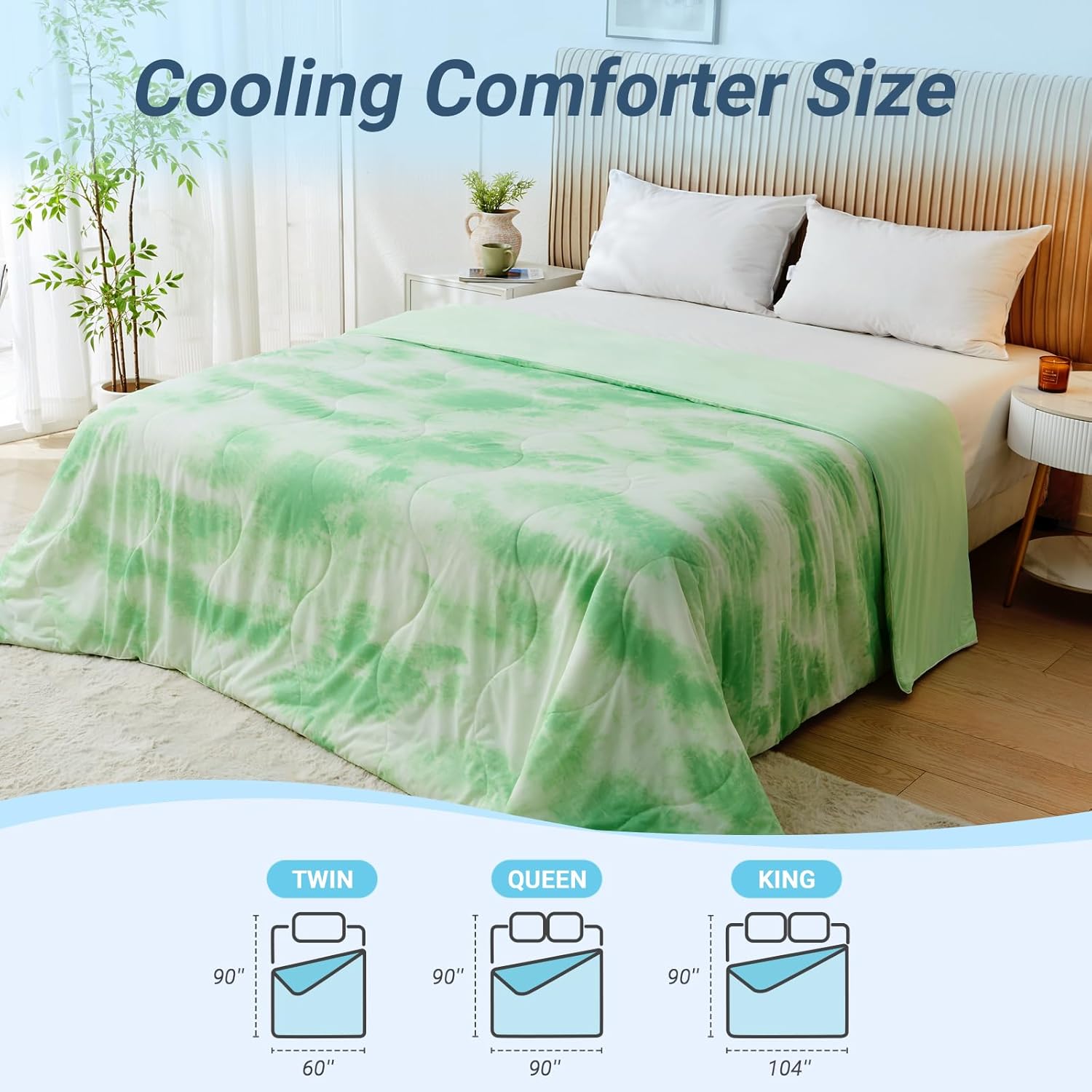 Cooling Comforter Queen Size, Double Sided Cooling Blankets for Hot Sleepers, Soft Breathable Lightweight Summer Cooling Comforter for Night Sweats Absorbs Body HEA - Image 8