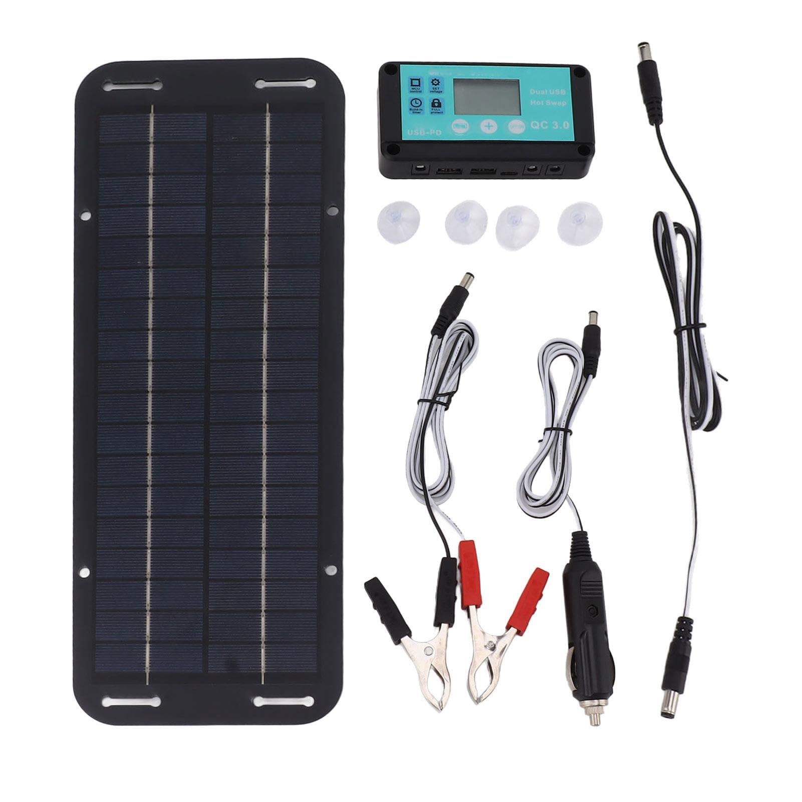 Caricabatterie solare per auto 12V/24V portatile per con controller | caricabatterie per auto solare impermeabile | Kit di ricarica per pannelli per v