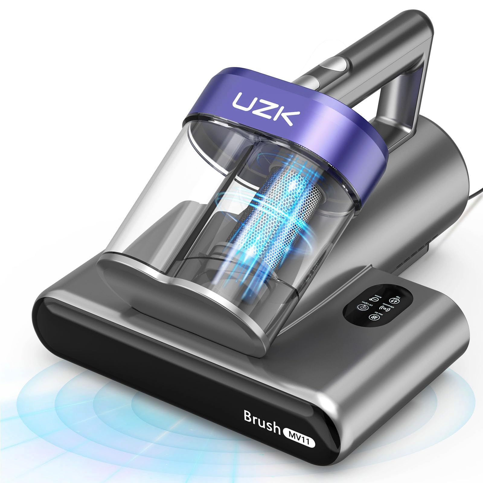 Bed Vacuum Cleaner Mattress Vacuum Cleaner,16Kpa Powerful Handheld Vacuums with UV-C Light & Double Dust Cup & High Heating & Ultrasonic & Anion for Bed Sofa (Corded,Black)