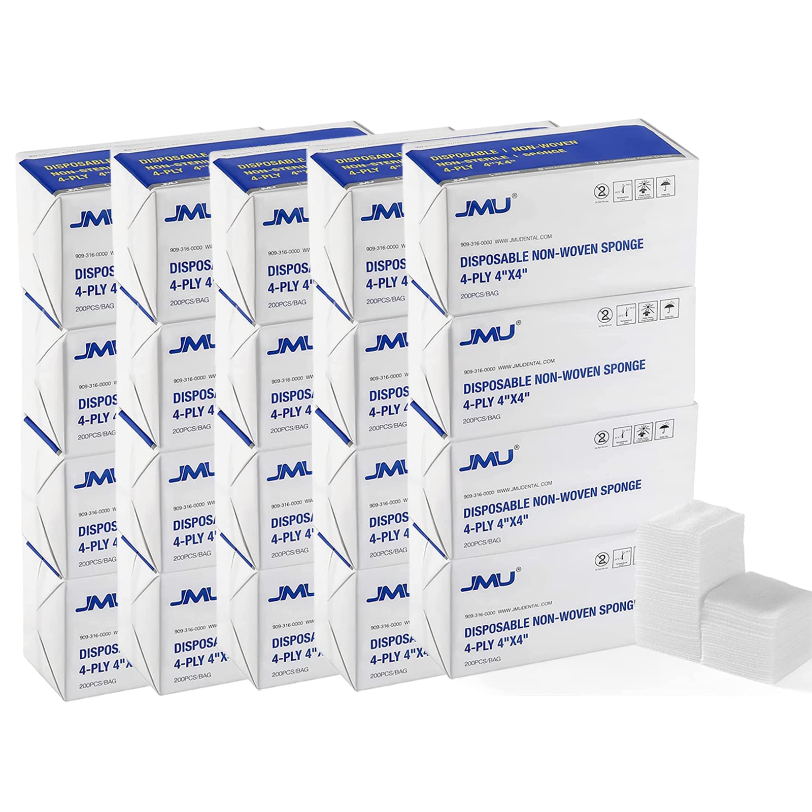 JMU 1000 Gauze Pads 2x2, Sponge Non-Woven 4-Ply Non-Sterile Dental Pads — Amazon image 18