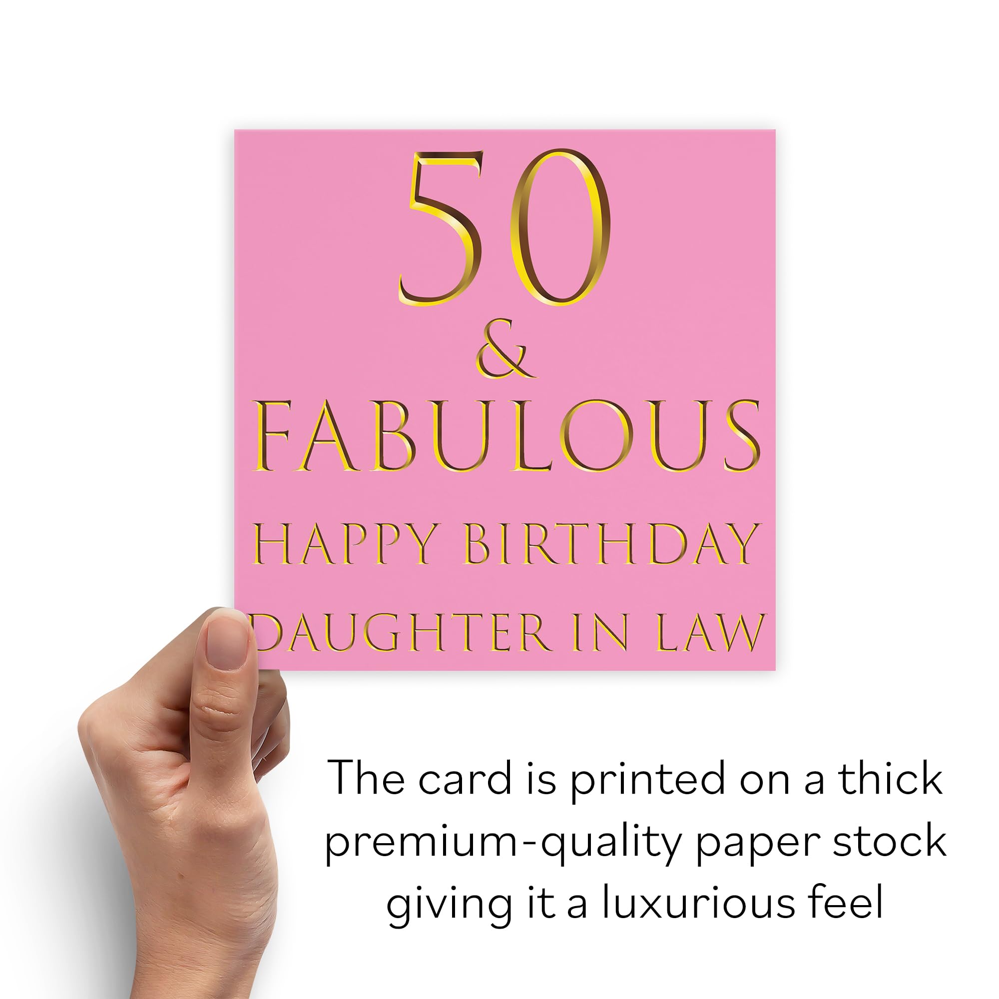 Central 23 Biglietto Auguri 50° Compleanno Per Lei 'Fabulous At 50' Con Adesivi, Carta 300g/m², 14,5x14,5 Cm