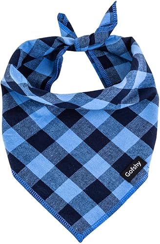 Bandana para perro XL, color azul y negro, bufanda de perro con estampado de cuadros de búfalo ajustable, pañuelo, accesorios para perros grandes