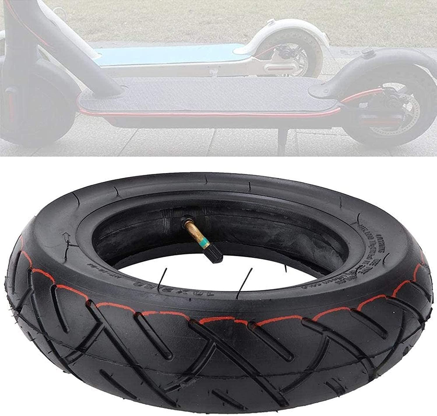 Neumáticos para vehículos eléctricos, neumáticos inflables para scooter, juego de cámara interior y exterior de caucho macizo de 10 pulgadas, neumáticos de repuesto livianos para scooter - Neumáticos