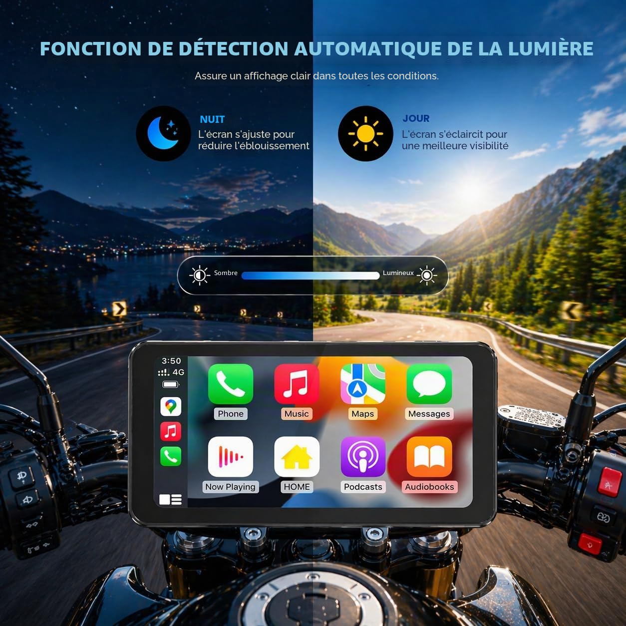 Spedal Moto Carplay et Android Auto, Écran Moto 6.25" Tactile Étanche – GPS Portable, Bluetooth, Navigation, Musique, Siri/G00gle Assistant (CL871)