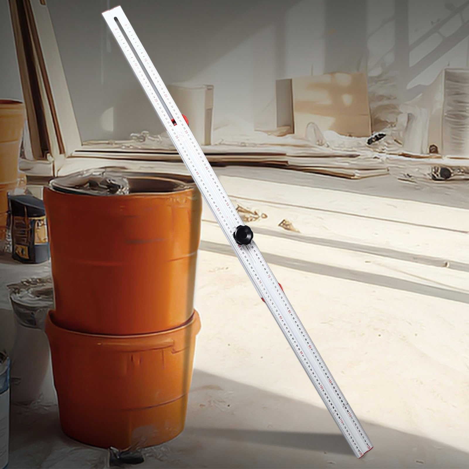 Righello Angolare per la Lavorazione del Legno, Righello a Forma di T in Lega di Alluminio con Misurazione Regolabile per Carpenteria e Costruzioni Accurate 120 Cm