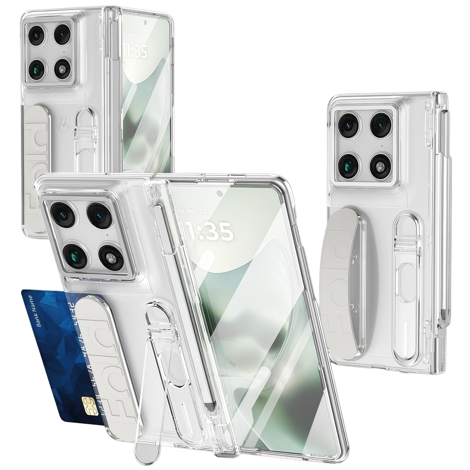 Etui Do Motorola Razr Fold, Z Wbudowaną Osłoną Ekranu, Ochroną Zawiasów, Uchwytem Długopis S, Podpórką, Paskiem Na Nadgarstek I Ukrytym Gniazdem Na Karty (przezroczysty)