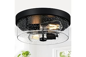 Country Ambiance Farmhouse Lighting 2-Light Flush Mount with Seeded Glass