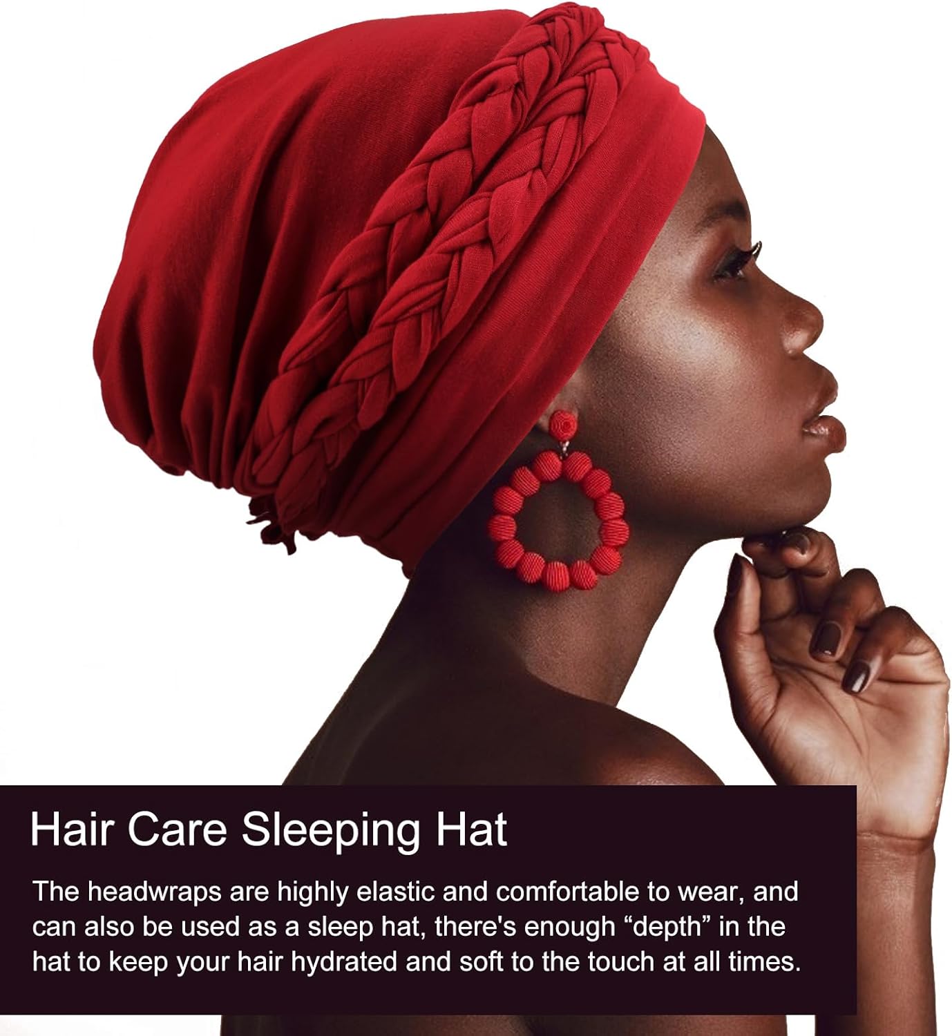 DRESHOW African Women Turban Caps Beanie Twist Headscarf Pre-Tied Double Twisted Braids Headwraps for Women Chemo Cancer Cap - Image 6