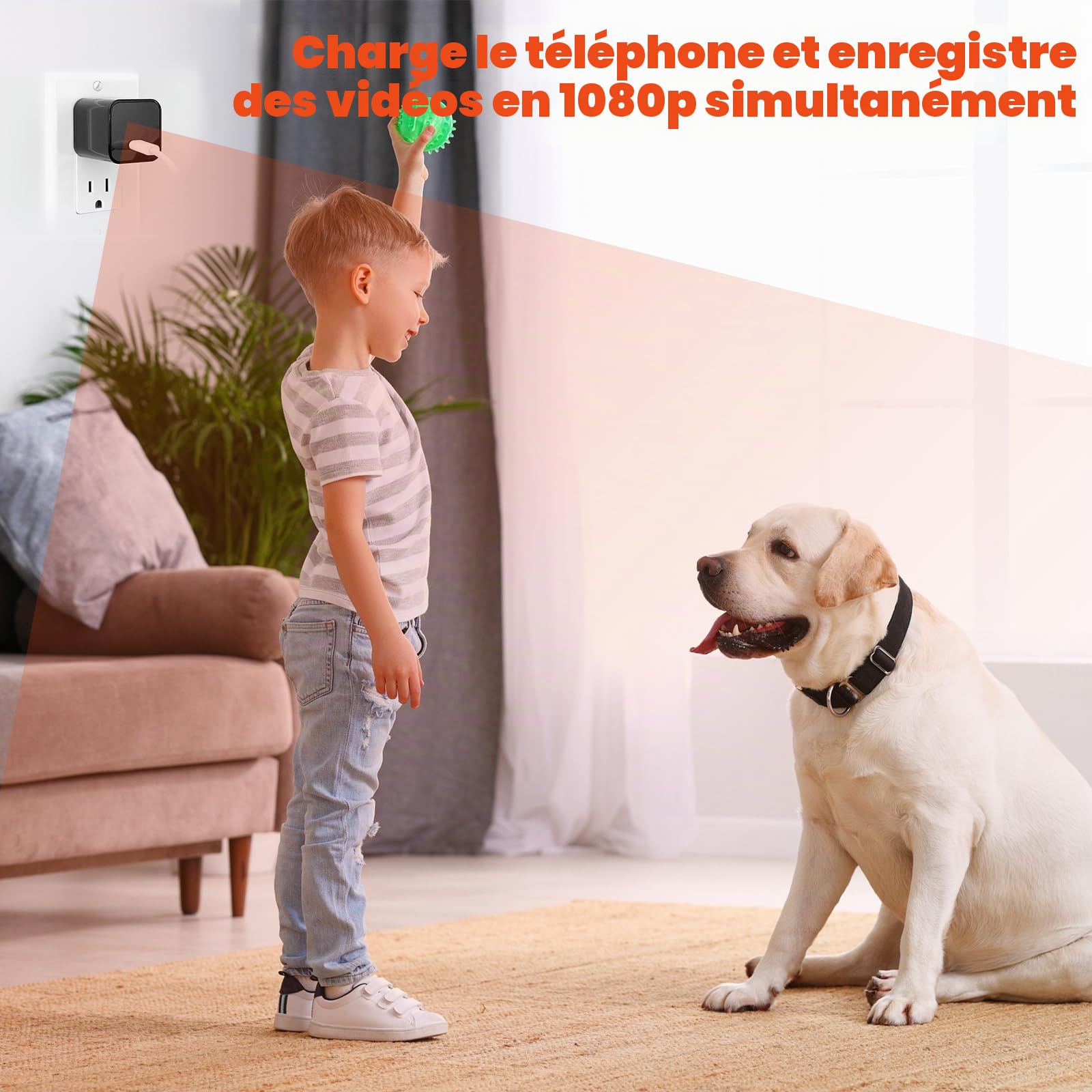 Caméra cachée avec chargeur USB, WiFi, petite caméra de sécurité espion, Full HD 1080p, mini caméra de nounou sans fil, détection de mouvement avec application en direct pour la maison