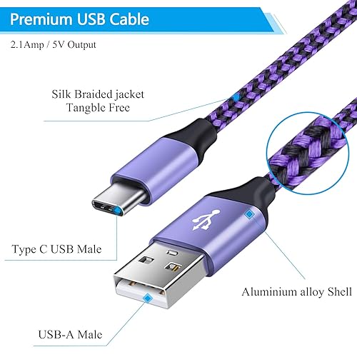 Miniatura 3 de Paquete de 4 cargadores de teléfono USB C rápidos de 3 pies 3 pies 6 pies 6 pies tipo A a tipo C, cable de alimentación Android para Samsung Galaxy