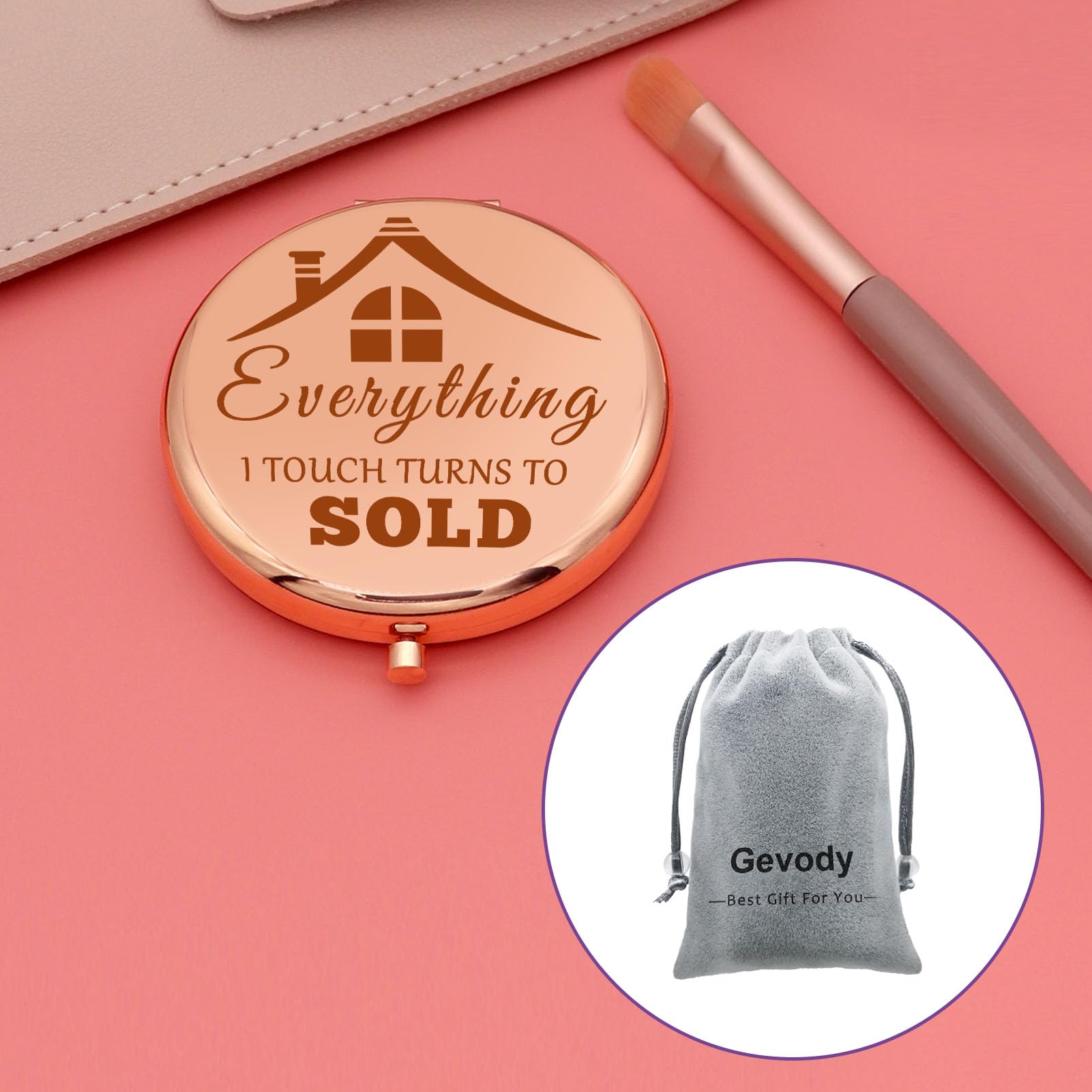 Realtor Gift for Women Compact Compact Mirror Realtor Appreciation Gifts Real Estate Agent Gift Thank You Gift for Realtor Closing Gifts Christmas Birthday Folding Makeup Mirror Realtor Sold Gifts