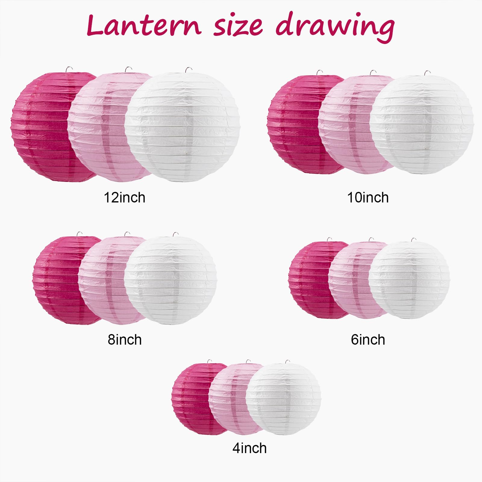Melaus 15 Pcs Pink Party Paper Lanterns,4