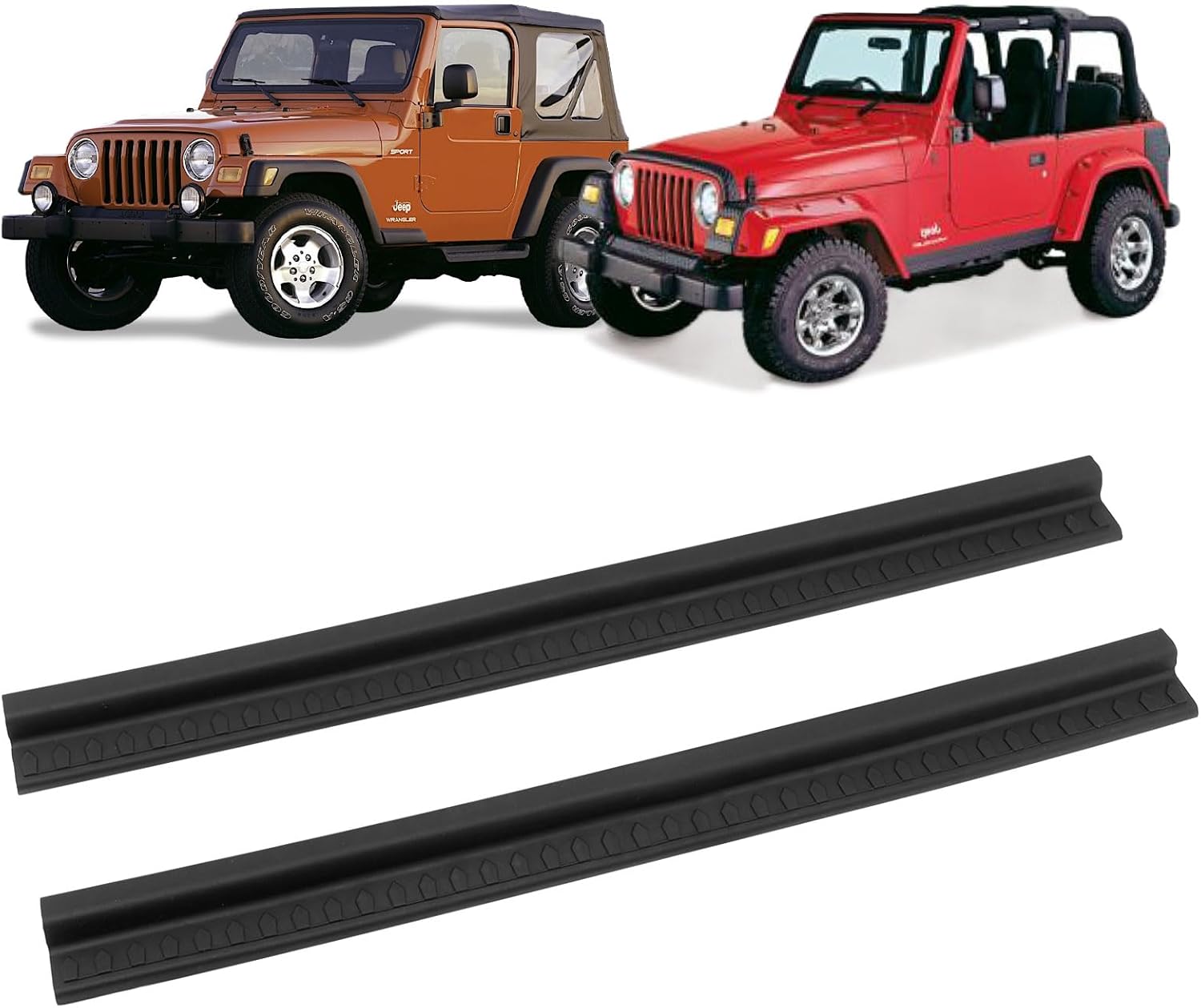 Door Sill Guards Kit Rubber Door Entry Guards Protector Wrangler TJ 2 Door 1992-2006 Front & Rear TJ Door Entry Edge Threshold Protection Decor 1992-2006 TJ 2 Door