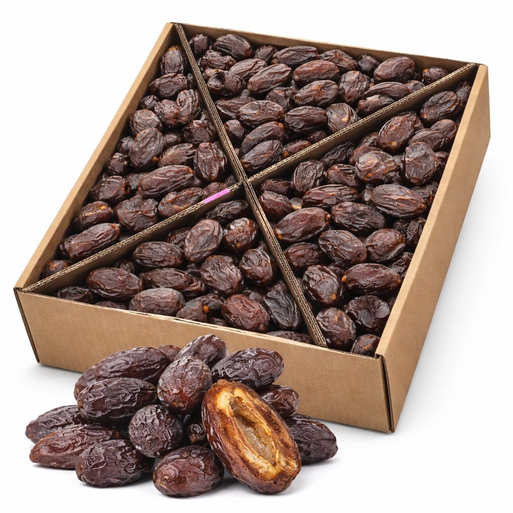 5 kg de dattes Medjoul Jumbo de qualité supérieure | Dattes fraîches 100 % naturelles, sans sucre ajouté, collation saine, source d'énergie, dattes de Palestine (5 kg de dattes Mejoul)
