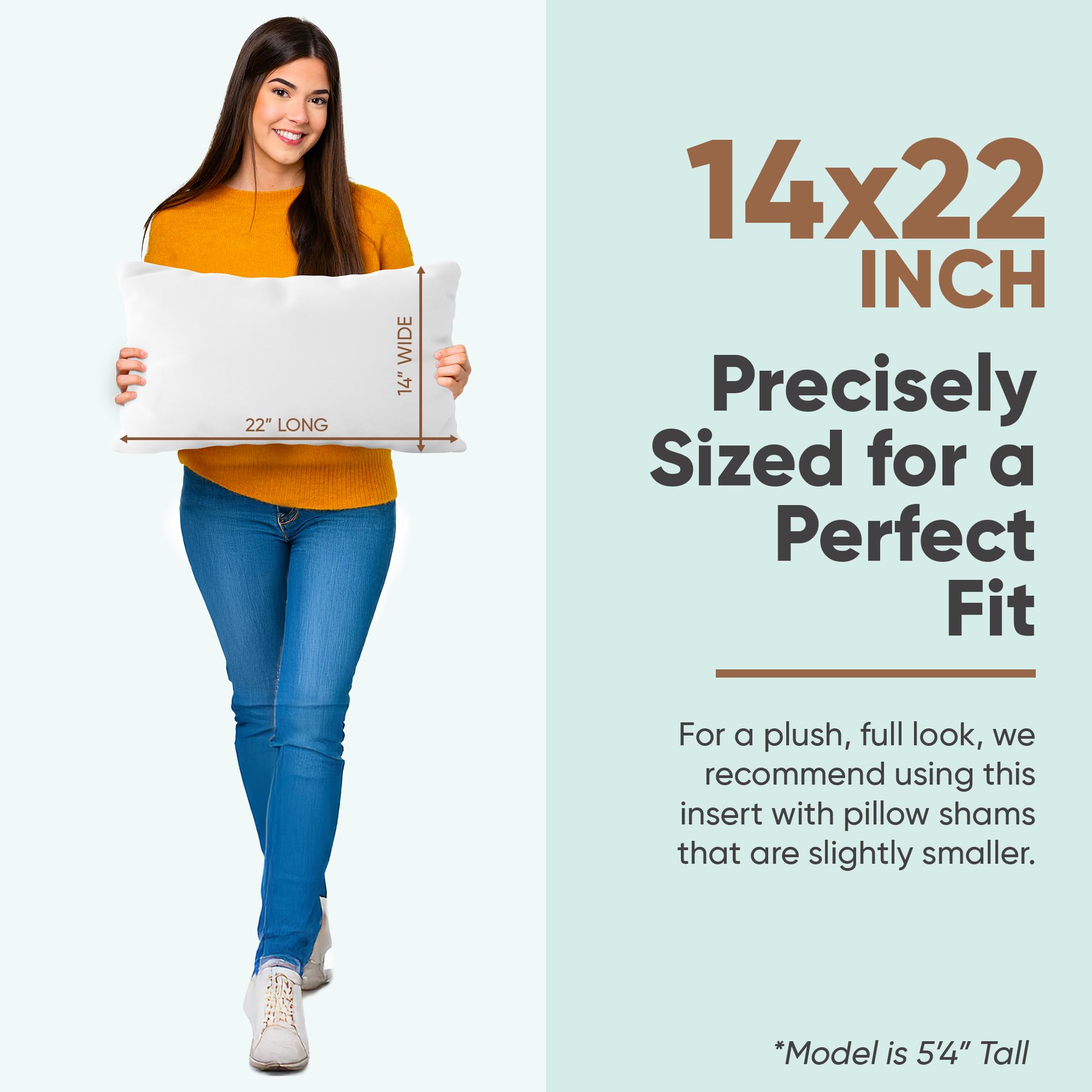Pillowflex Syntetyczna poduszka puchowa, alternatywna poduszka puchowa, poduszka lędźwiowa, poduszka pod plecy, rozmiar podróżny, poliestrowa poduszka pod szyję, 1 dekoracyjna forma poduszki