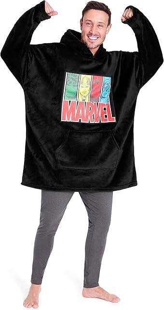 Marvel Oversized Blanket Hoodie for Men Captain America Iron Man