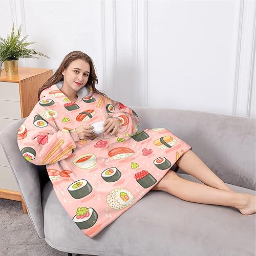 Miniatura 4 de Wearable Oversized Blanket,Sherpa Blanket Hoodie with Super Pockets,Super Warm Fuzzy Pullover for Women & Men