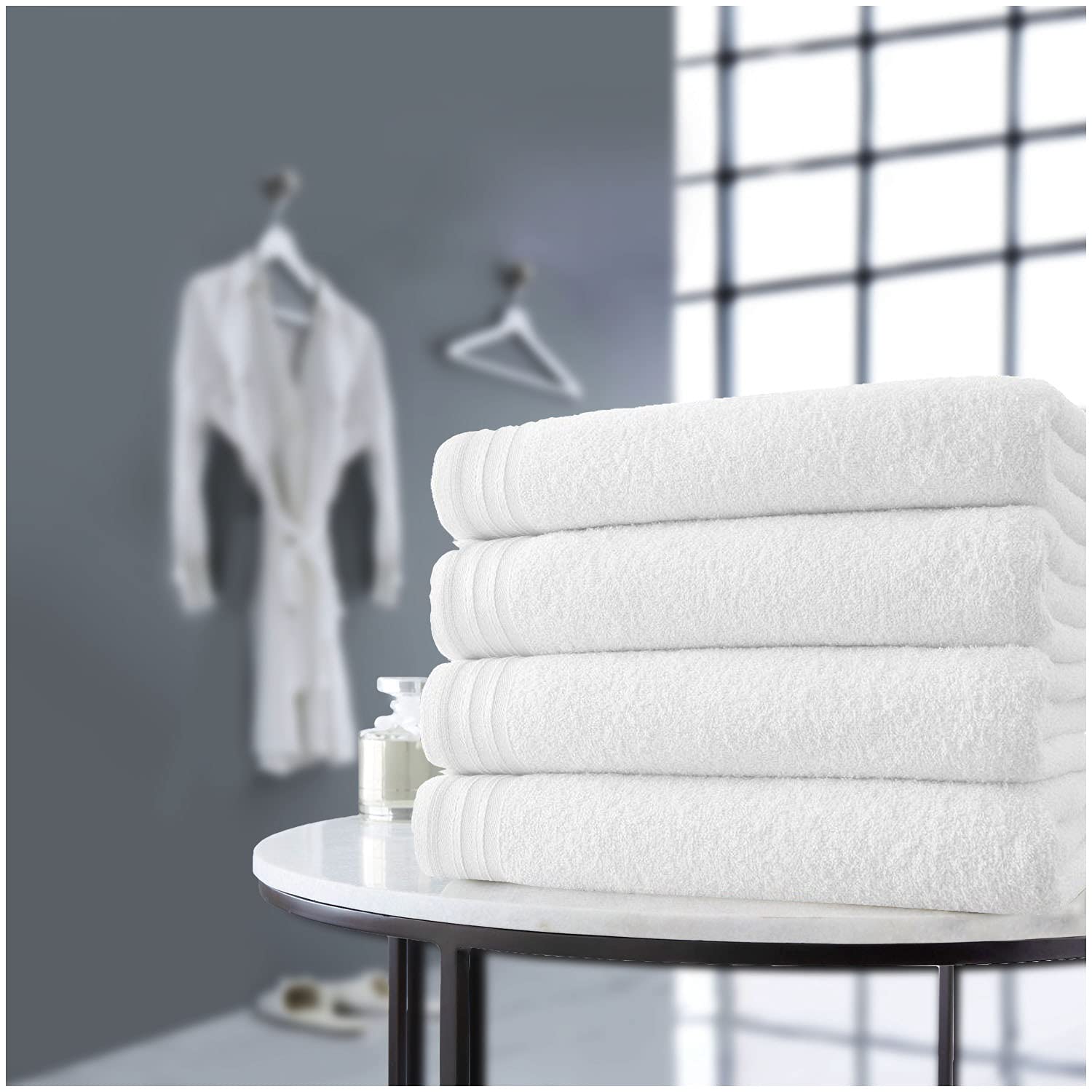 GC GAVENO CAVAILIA Super Soft 4 Pack Bath Sheets, Highly Absorbent Extra Large Towel Set, 500 GSM Egyptian Cotton Bathroom Towels, White, 75x135