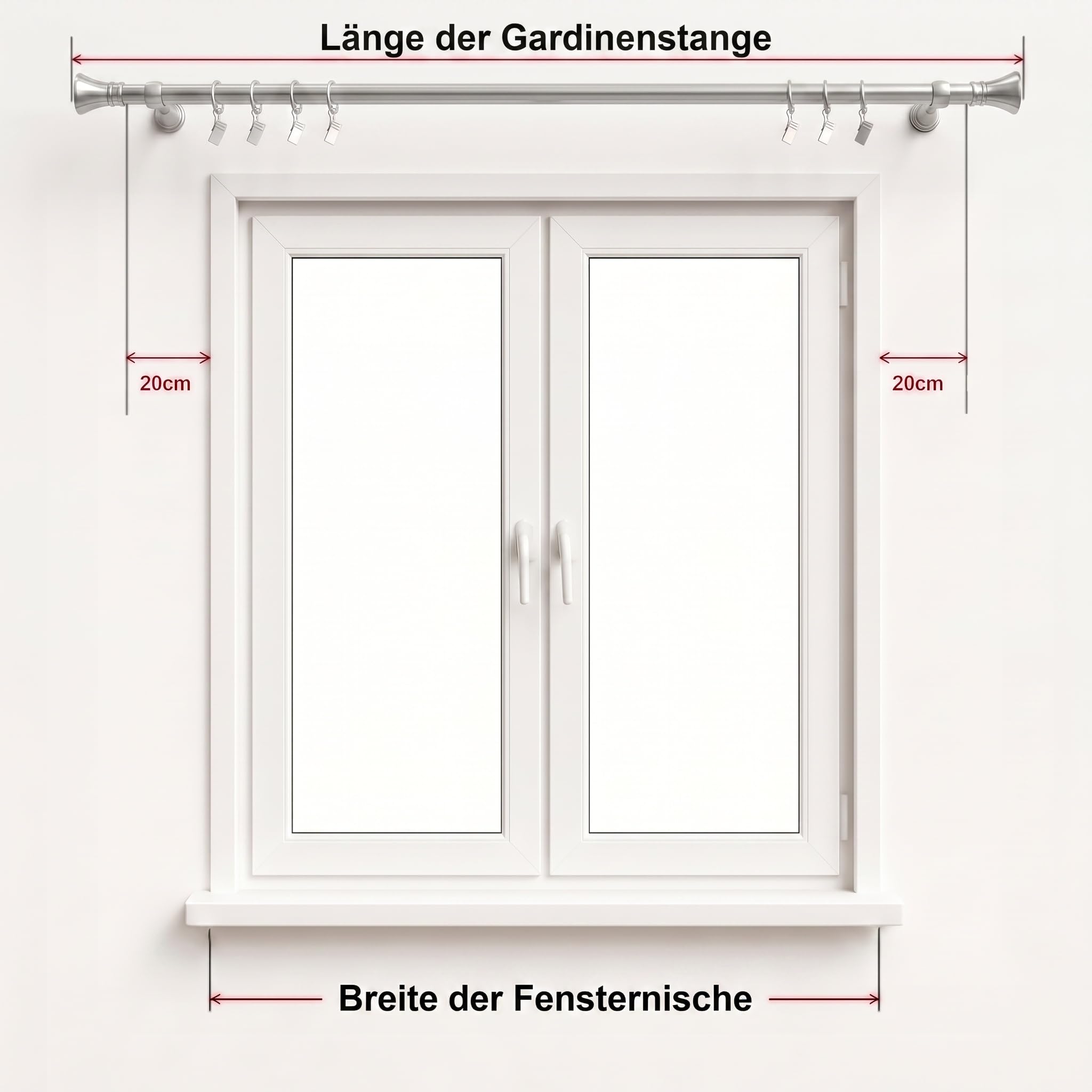Gardinenstange Matt aus Stahl - Gordijnroede 400 cm - Elegante Modern Vorhangstange - 1-läufig stange vorhang - Karniesabschluss wählbar - Vorhang Stangen Gebürstet Porto