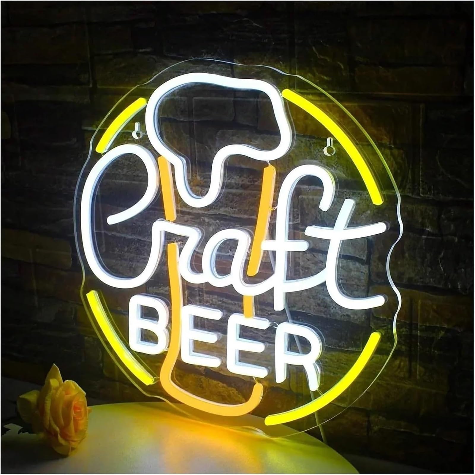 Genérico Luces de neón Letrero de neón iluminado para cerveza artesanal, Para ideal para fiestas, discotecas, bares y restaurantes