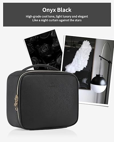 Miniatura 6 de Vlando - Organizador de viaje para maquillaje, bolsa de almacenamiento portátil con divisores ajustables para brochas de maquillaje, cosméticos,