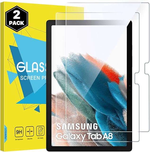 MoKo Screen Protector Fits Samsung Galaxy Tab A8 10.5 Inch 2021(SM-X200/SM-X205/SM-X207), [2-Pack] Anti-Scratch Round Edge 9H Hardness Ultra Clear Tempered Glass Film Fit Galaxy Tab A8 2021, Clear