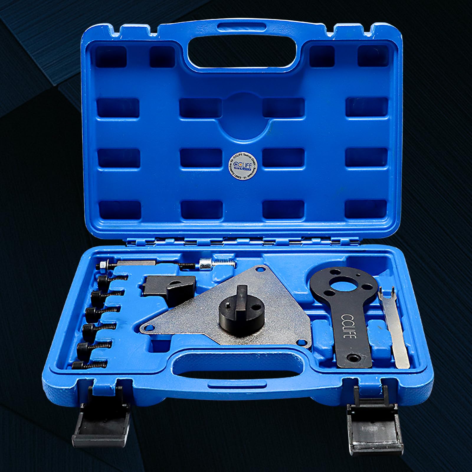 CCLIFE Juego de Herramientas para Correa de distribución, Compatible con Alfa Lancia Delta Romeo Fiat 1.4T Motores, Herramienta de Bloqueo de árbol de levas y Herramienta de Ajuste de Motor AT0994