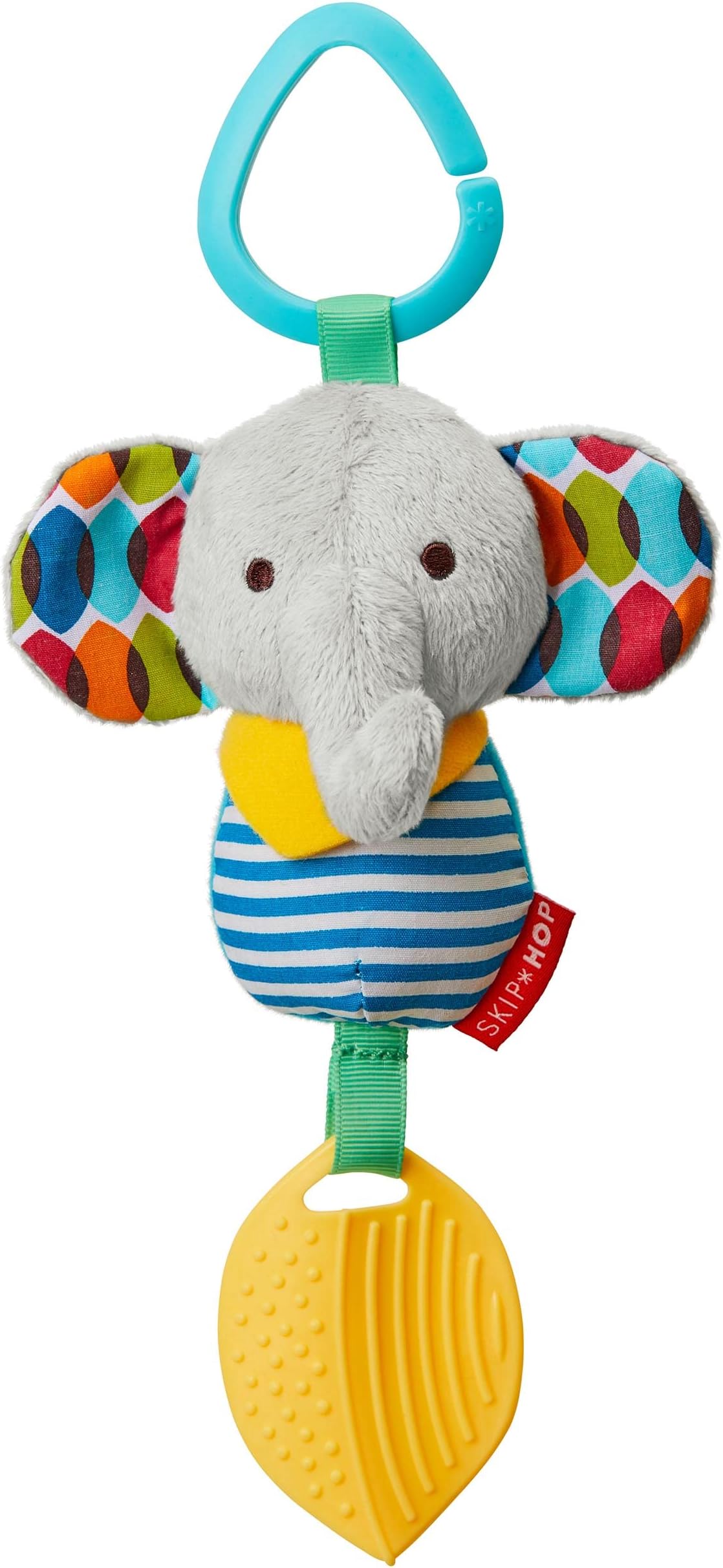Skip Hop Bandana Buddies Baby Activity Chime & Teether Stroller Toy, Elephant, 3x2.5x7 Inch (Pack of 1)