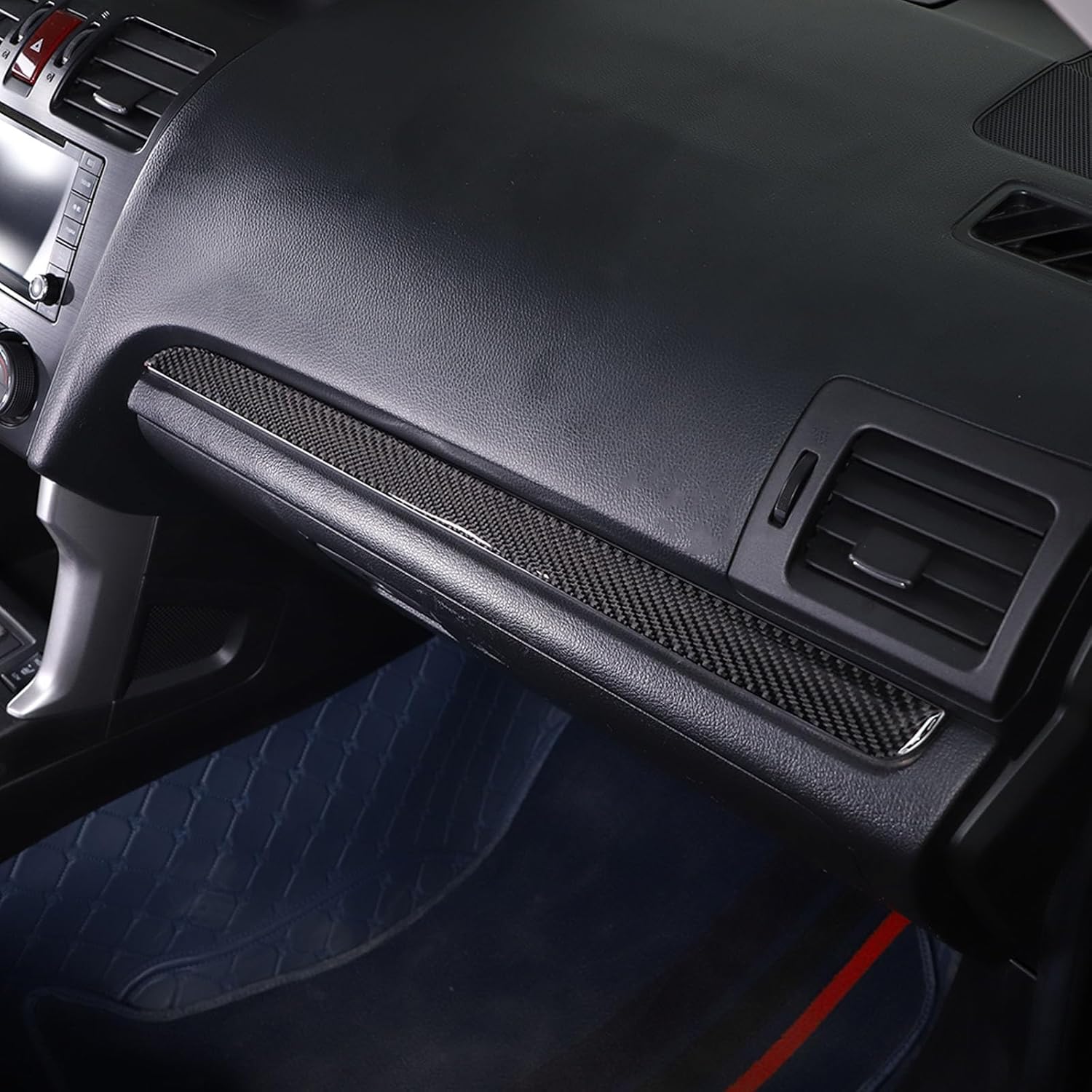 Soft Carbon Fiber Center Console Dashboard Panel Trim Strip Compatible with Subaru Forester 2013-2018, Interior Dash Board Panel Decorative Strip Sticker, 2PCS (Black)