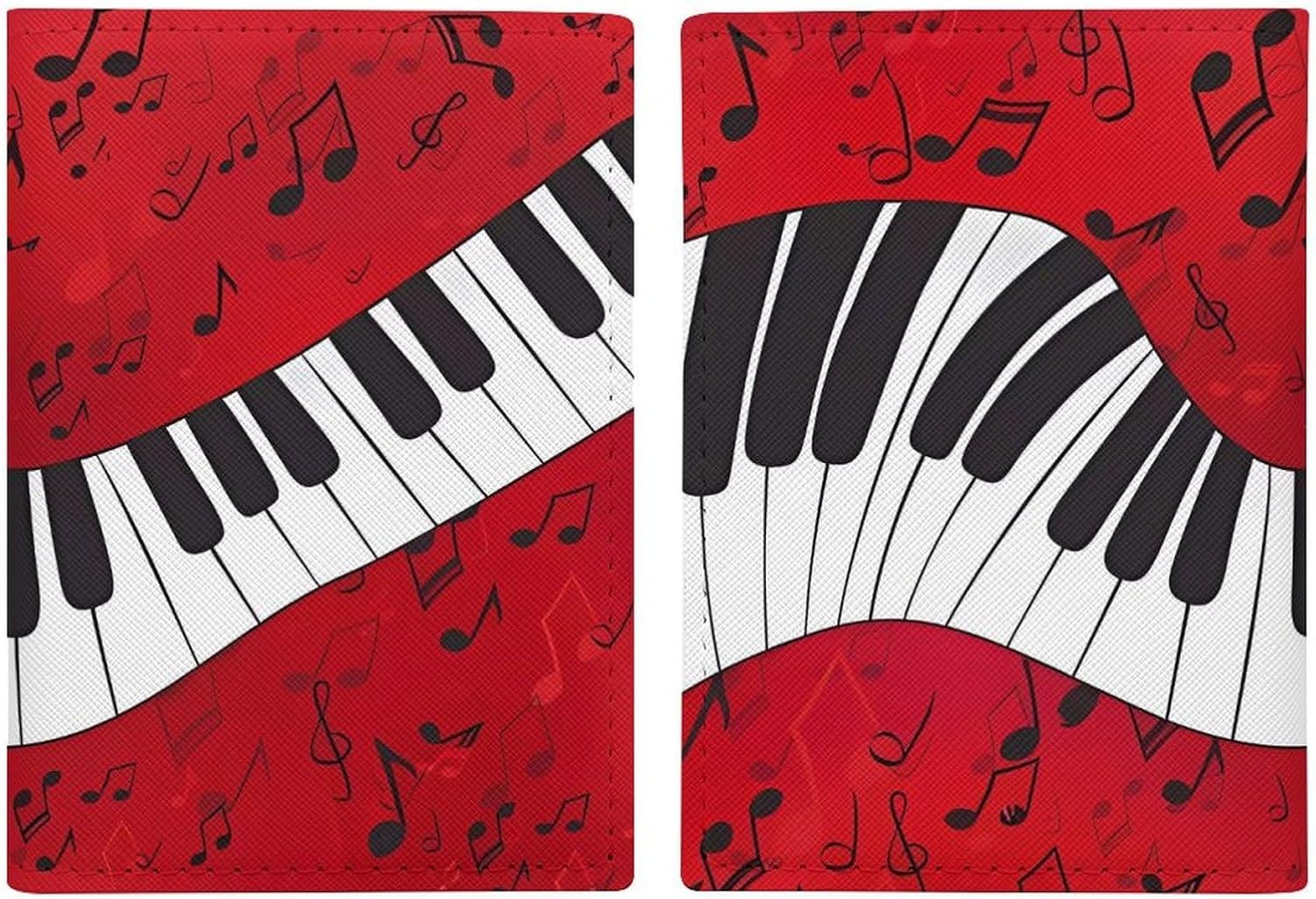 Music Note Piano PU Leather Passport Cover Slim Lightweight Travel Passport Holder with Card Slots Durable Anti-Scratch Protective Case for Holiday Business Trip Travel Essential