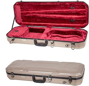 Crossrock Oblong Case fits 4/4 Full-Size Violin, Includes Interior Compartment, 2 Bow Holders, Security Lock, and Detachable Straps-Champagne (CRA860VFCH-R)