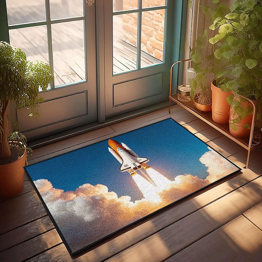 Tapis de bain navette spatiale 65x90 cm pour entrée de maison style ferme