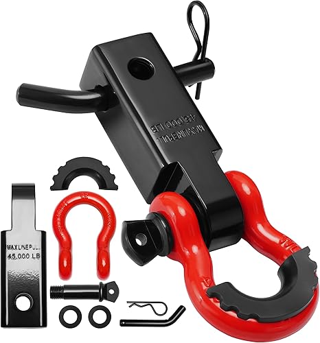 Juego de receptor de enganche de grillete de 2 pulgadas, con grillete de anillo en D de 34 pulgadas y pasador de tornillo de 58 pulgadas,