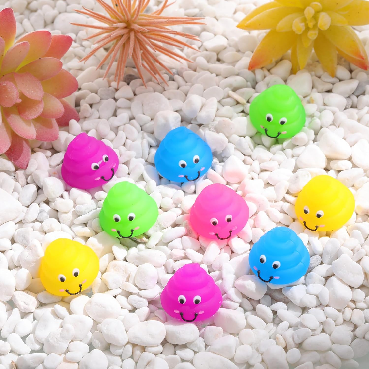 WinnerWhy 100 Pcs Poop Toys Fake Mini Poop Figurines Mini Glitter Expressions Small Fake Shimmering Rainbow Rubber Toys for Easter Stuffers Easter Gifts April Fools' Pranks Piñata Party Stuffers