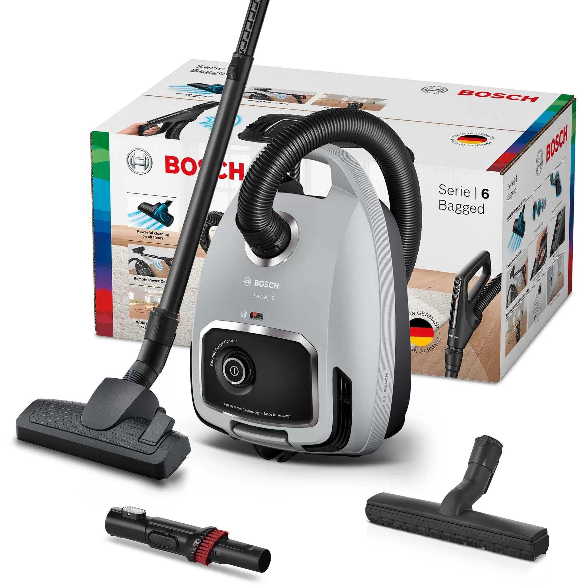 Bosch BGB6X330 - Aspirapolvere con sacchetto, 4 l, 600 W, filtro HEPA 75 dB, cavo da 12 metri, colore: Grigio