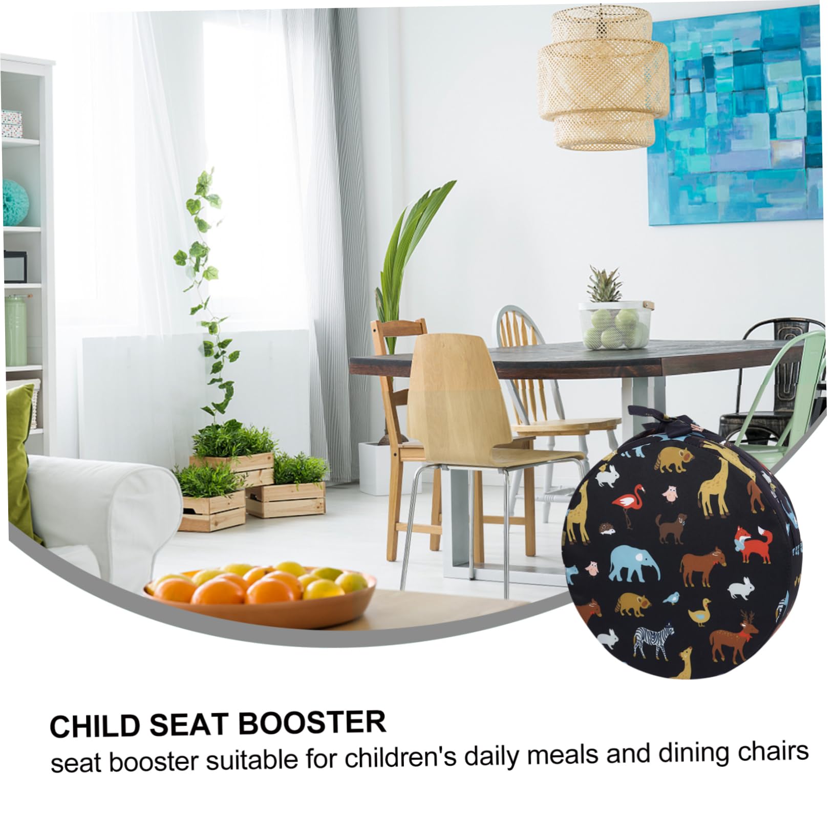 Mikikit Cuscino Nero Rialzo Rotondo per Sedia da Pranzo per Bambini