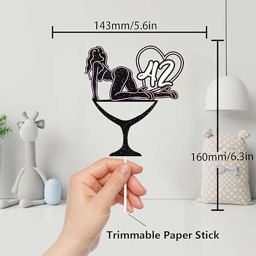 Miniatura 9 de Decoración de 50 pasteles con purpurina de Crazy Girl Let's Glow Crazy Party Suministros de decoración para mujeres y niñas, feliz cumpleaños, 50