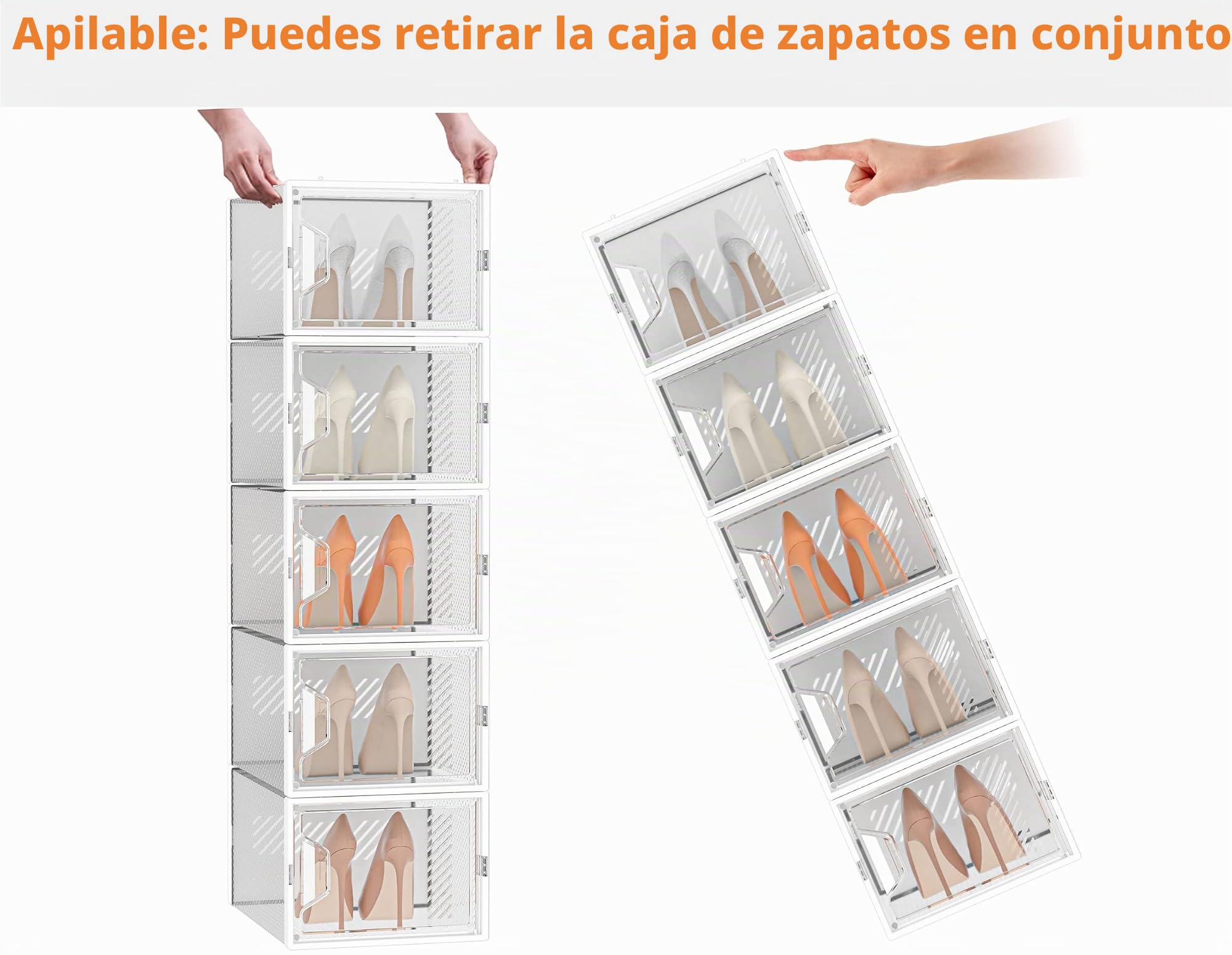 SIMPDIY 24 pcs Cajas de Zapatos, Cajas de Almacenamiento de Zapatos de Plástico Transparente Apilables, Contenedores Organizadores de Zapatos con tapas para Mujeres/Hombres 35x25x18.7cm