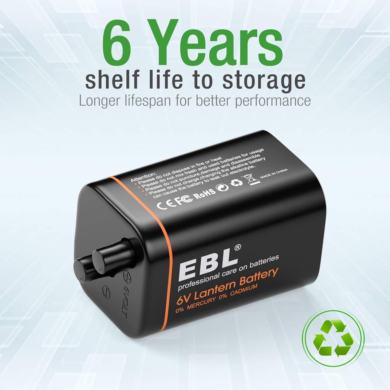 EBL 6V Alkaline Lantern Battery Durable Long Lasting Power with Spring Terminals for Lantern Light, Flashlight, Spot Light for Hiking Camping : Health & Household