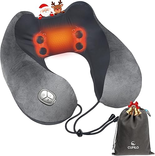 Almohada masajeadora de cuello con calor - 2025 actualizado Masajeador de cuello Shiatsu portátil para aliviar el dolor de tejido profundo, almohada