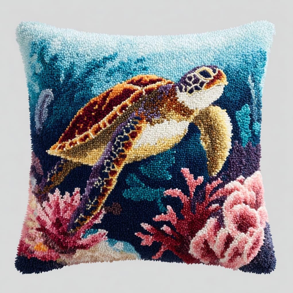 AxiangziK Latch Hook Cushion Kits for Beginners,sea Turtle