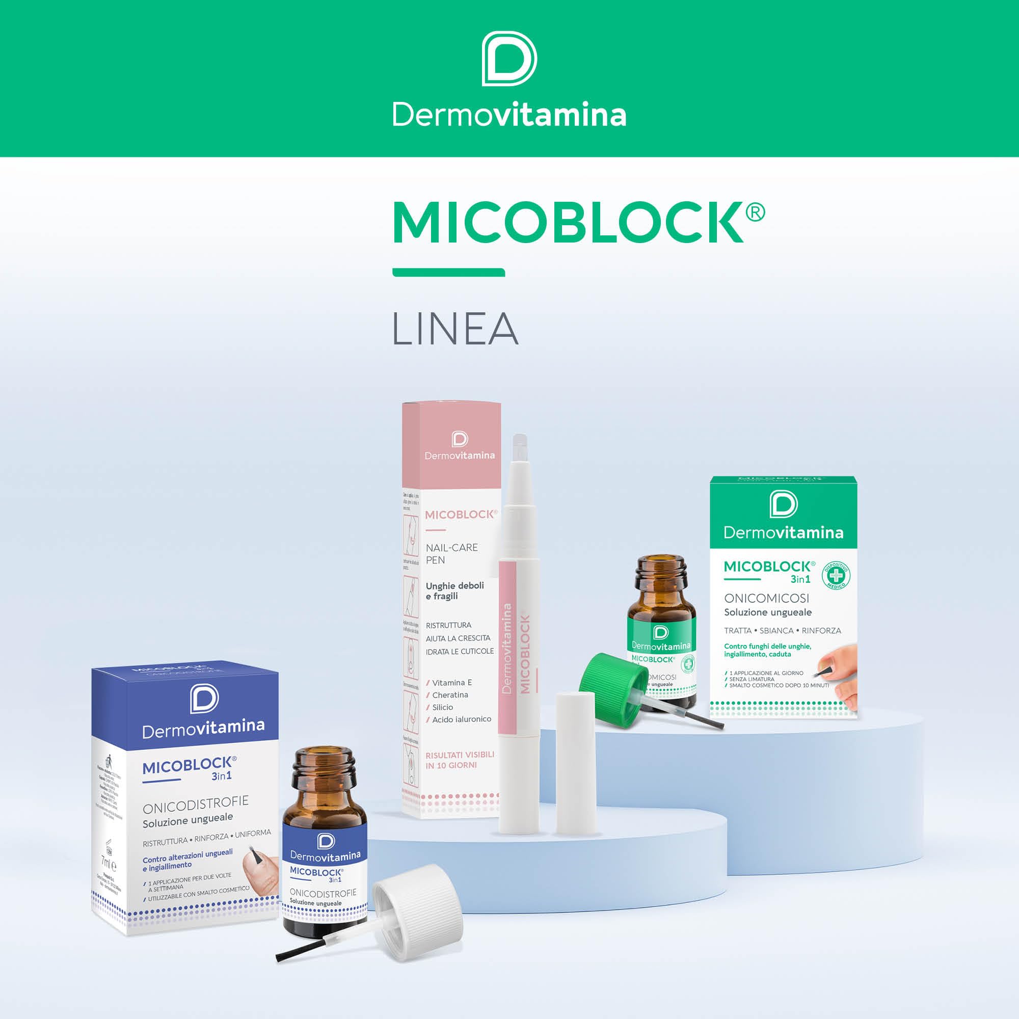 Dermovitamina Micoblock Nail Care Pen - Per Unghie e Cuticole - Contro lo Sfaldamento - Rinforzante Unghie Fragili - Con Cheratina e Acido Ialuronico - 2 ML