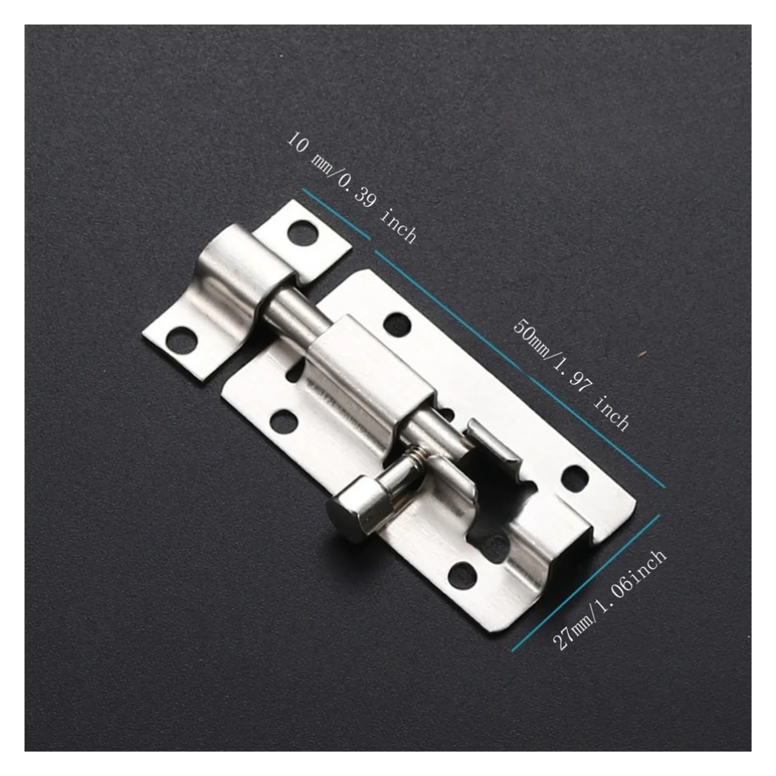 Loquet Porte Accessoires de porte, tour de verrouillage de sécurité, boulon de porte coulissante, petit carré de 2 pouces, en acier inoxydable, 10 pièces