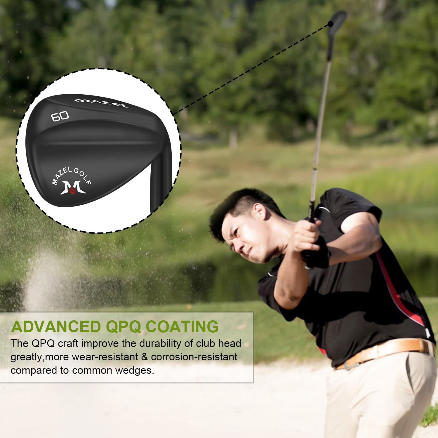 MAZEL Golf Wedge Club 48,50,52,54,56,58,60 gradi, QPQ nero, argento, zeppe di sabbia da uomo