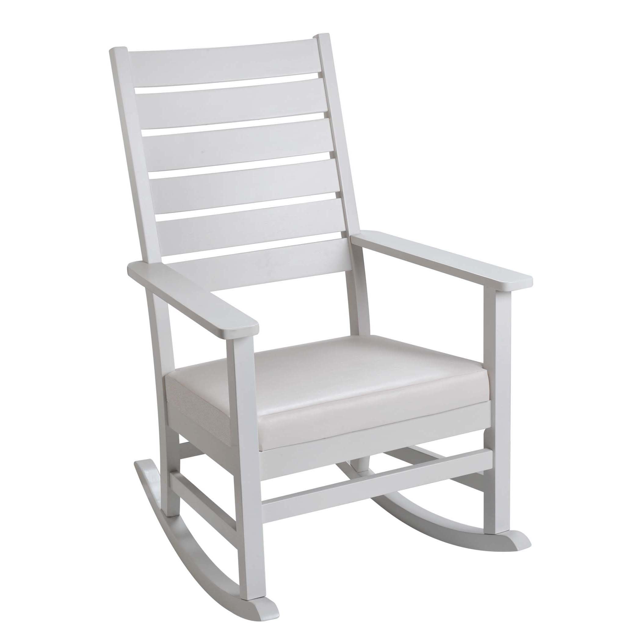 Giftmark Mission Style Rocking Chair with Upholstered Seat, Style B, White