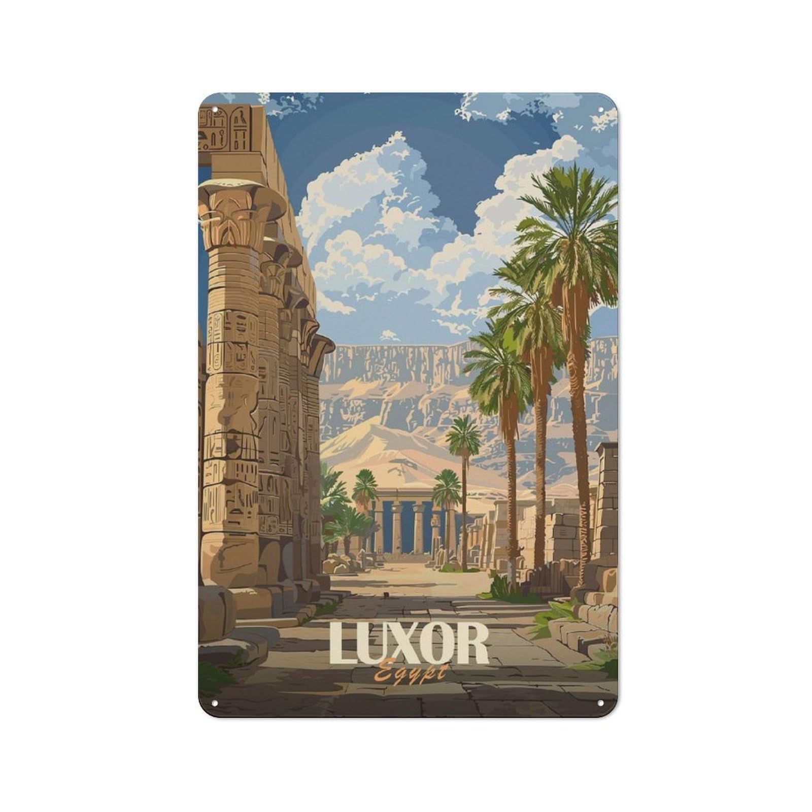 Junmoney Style-10 Retro Tin Sign 30X20cm Featuring Luxor Egypt Travel (3) For Workshop Wall, Gift For Makers And Diy Enthusiasts During The Christmas Season